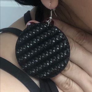 3/$30 Black Woven Style Leather Earrings